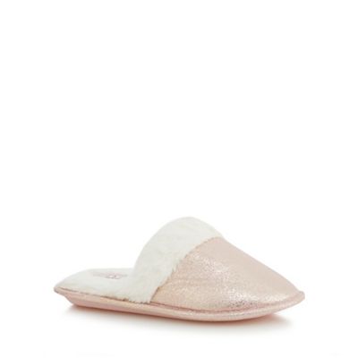 bluezoo Girls' glittered pink mule slippers